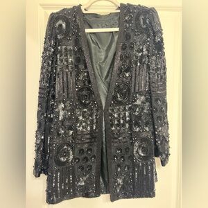 Elegant Vintage 80’s Beaded and Sequined Black Blazer Ptp 21.5